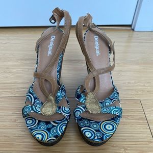 Blue and Tan Desigual Sandals